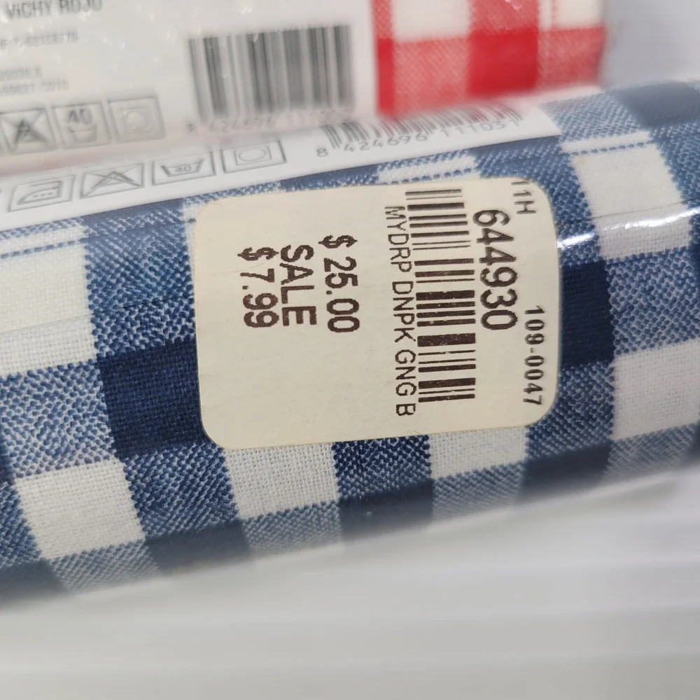 My Drap Cotton Napkins Red Blue Gingham Check 60 Units NEW BBQ Picnic Farmhouse